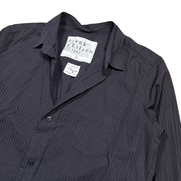 Frank & Eileen Barry Tailored Button Up Striped Black Shirt Womens Large - Picture 3 of 8